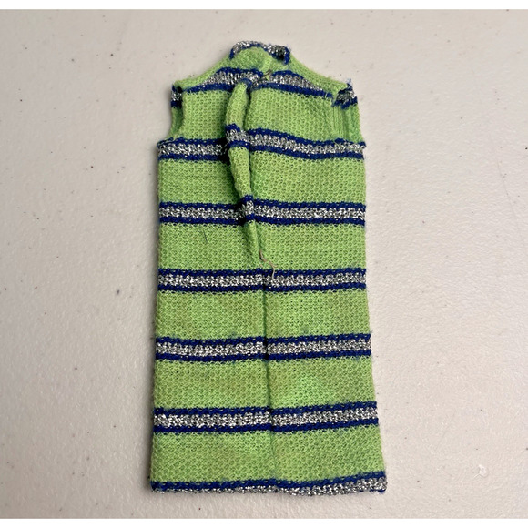 Vintage Barbie Now Knit #1452 Lime Green Knit Dress & Hat Mod 1970 Fashion - Picture 7 of 12